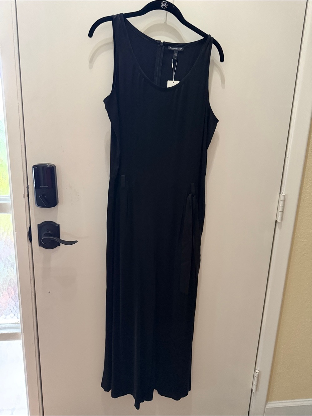 Eileen Fisher Black Sleeveless pants dress jumpsuit  with Side Tie NWT size M